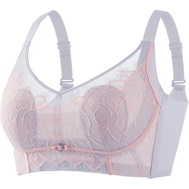 Lace Bra Underwear Women Summer Thin Breathable Large Chest Small - Image 10