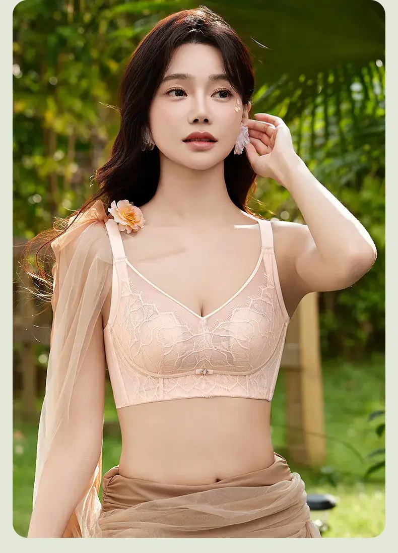 Lace Bra Underwear Women Summer Thin Breathable Large Chest Small — feature 16