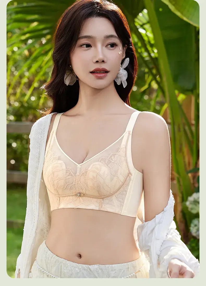 Lace Bra Underwear Women Summer Thin Breathable Large Chest Small — feature 17
