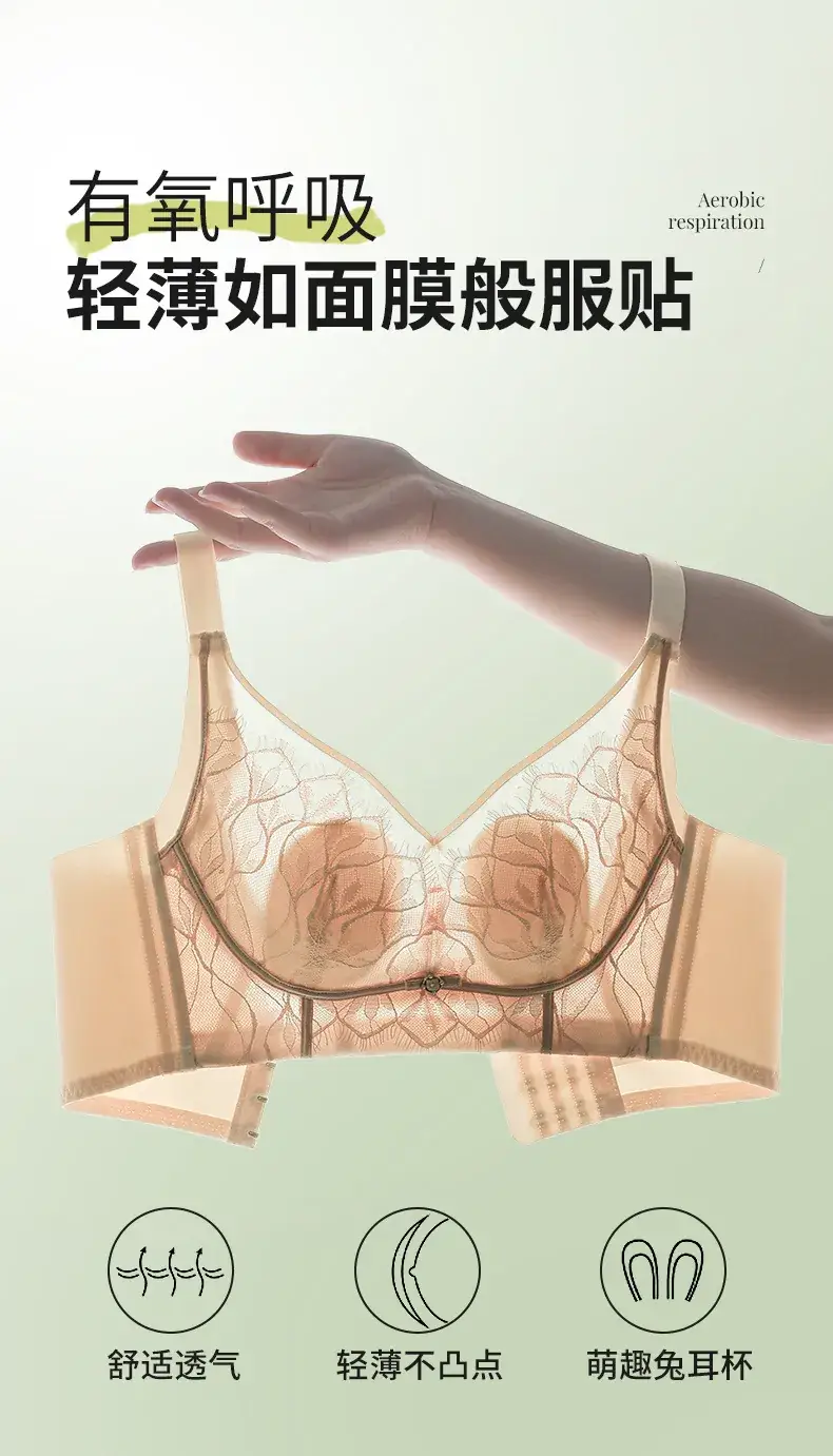 Lace Bra Underwear Women Summer Thin Breathable Large Chest Small — feature 3