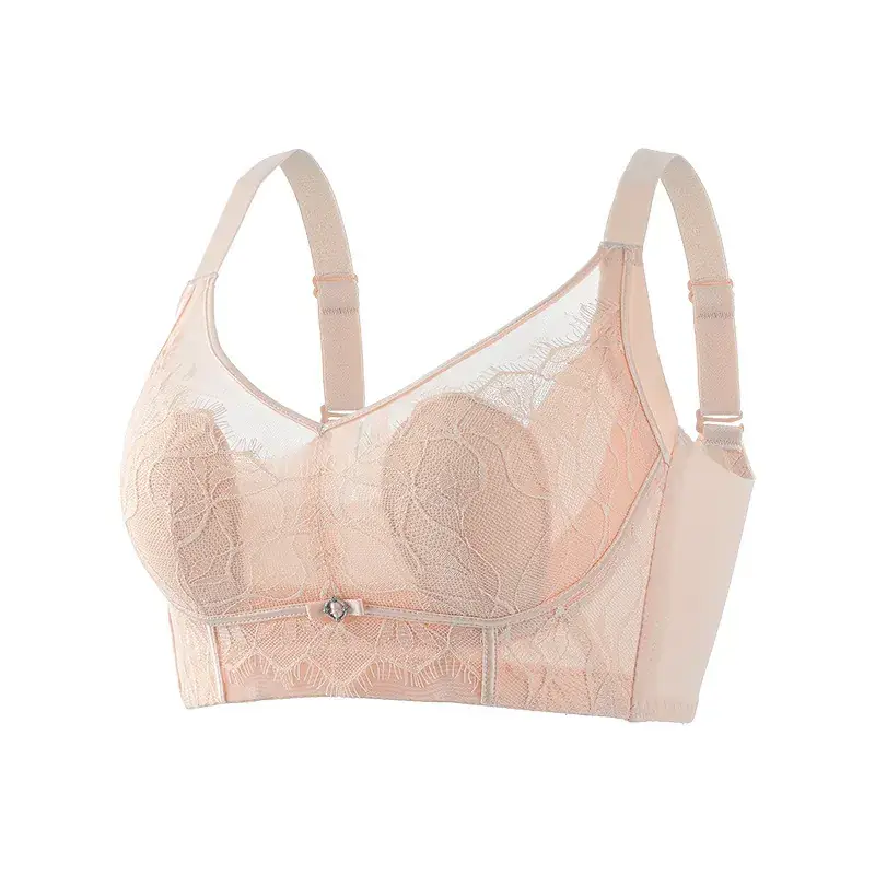 Lace Bra Underwear Women Summer Thin Breathable Large Chest Small - Image 2