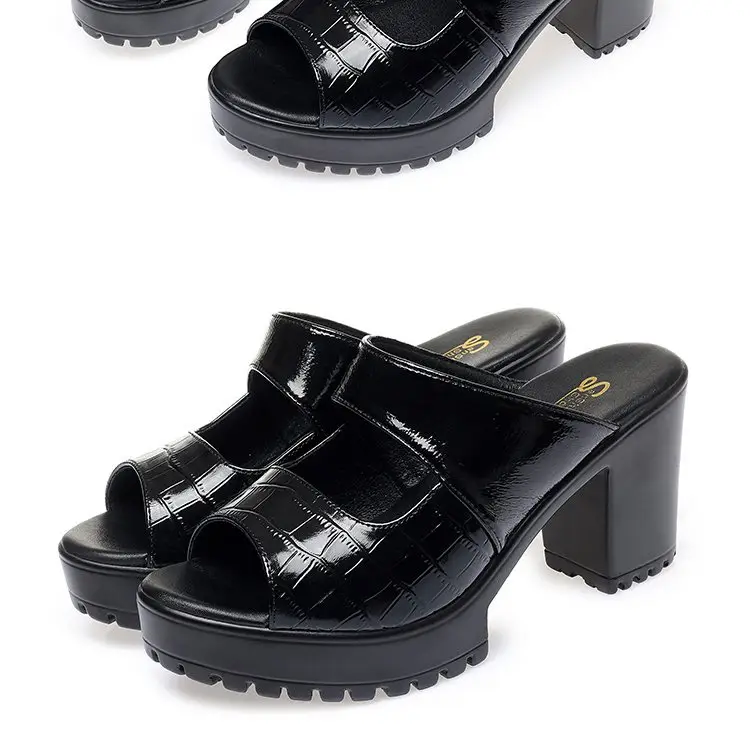 Fish Mouth Thick Slippers Women's Outer Wear 2025 New Summer High Heel Cool Platform Fashionable High-end Slippers — feature 10