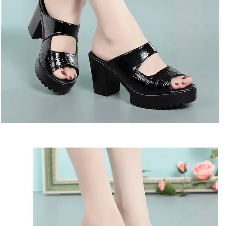 Fish Mouth Thick Slippers Women's Outer Wear 2025 New Summer High Heel Cool Platform Fashionable High-end Slippers — feature 3