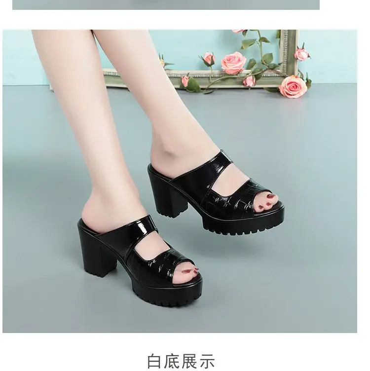 Fish Mouth Thick Slippers Women's Outer Wear 2025 New Summer High Heel Cool Platform Fashionable High-end Slippers — feature 5