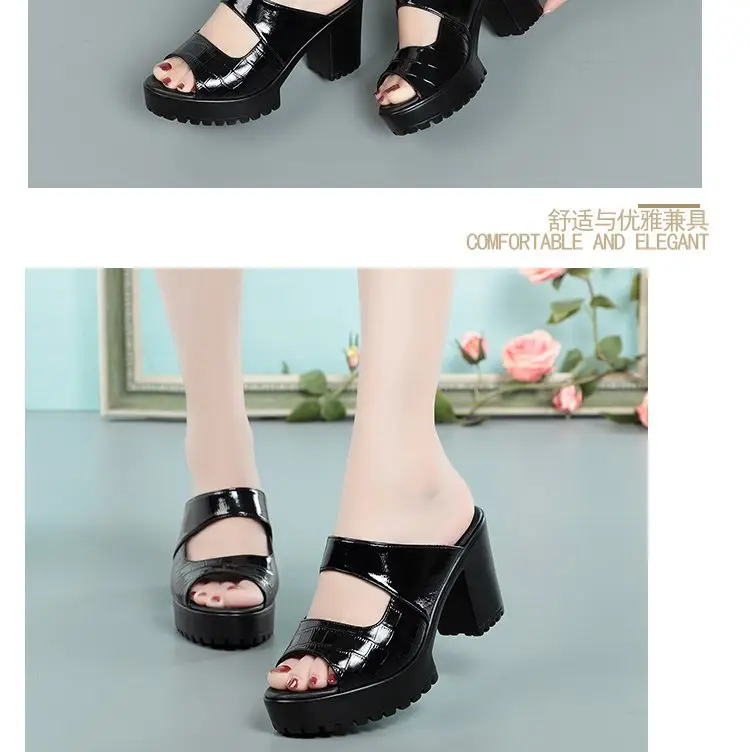 Fish Mouth Thick Slippers Women's Outer Wear 2025 New Summer High Heel Cool Platform Fashionable High-end Slippers — feature 6