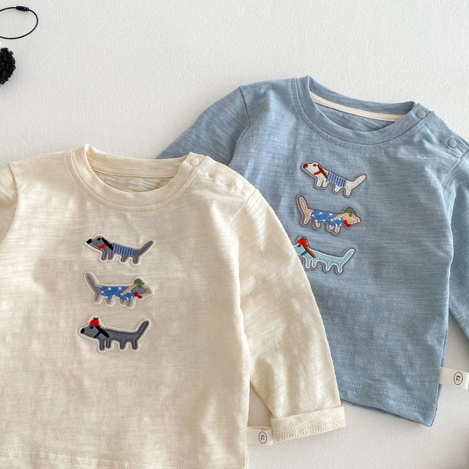 Children's Cotton Cartoon Dog T-Shirt White Long Sleeve - Image 7