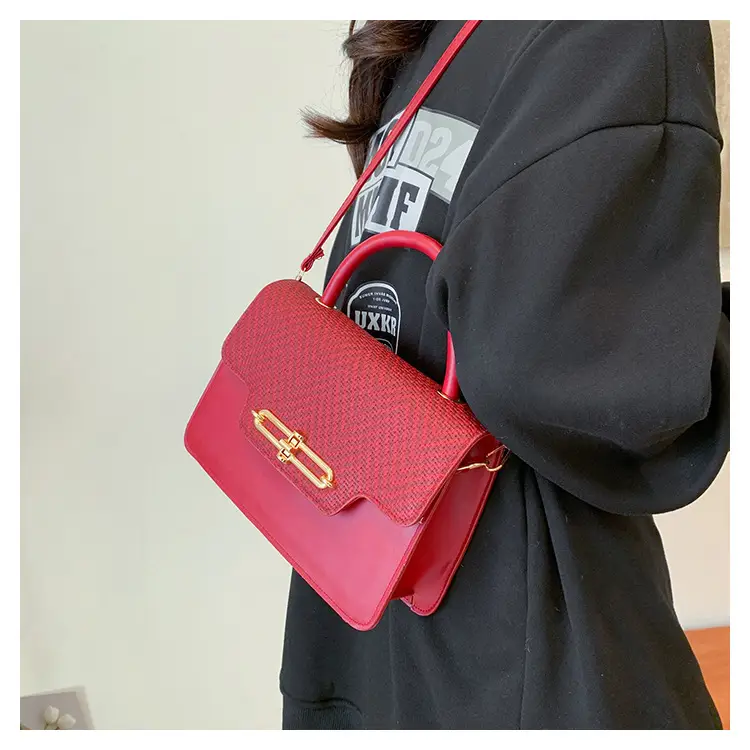 Women's Black Embroidered Shoulder Bag with Gold Clasp — feature 20