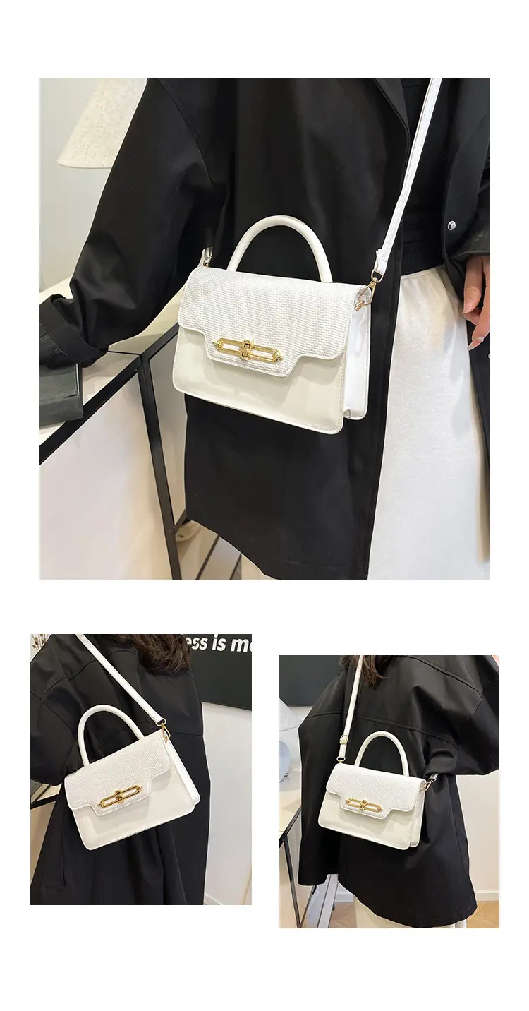 Women's Black Embroidered Shoulder Bag with Gold Clasp — feature 8