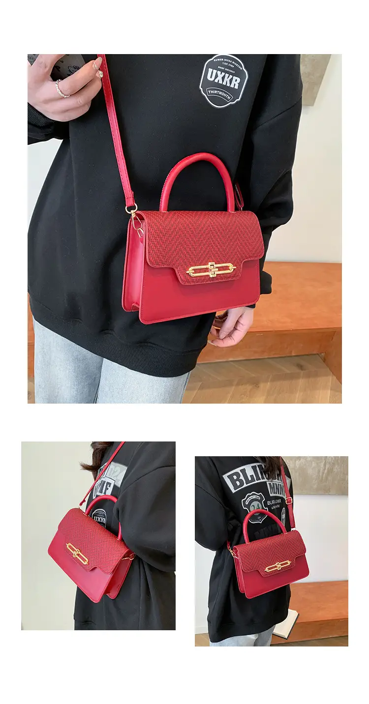 Women's Black Embroidered Shoulder Bag with Gold Clasp — feature 9