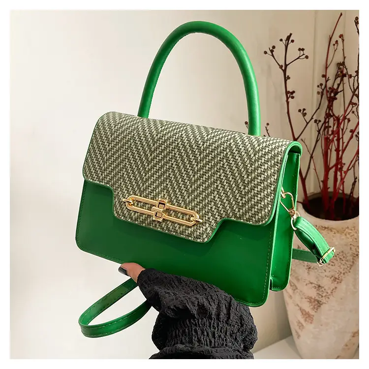 Women's Black Embroidered Shoulder Bag with Gold Clasp - Image 4