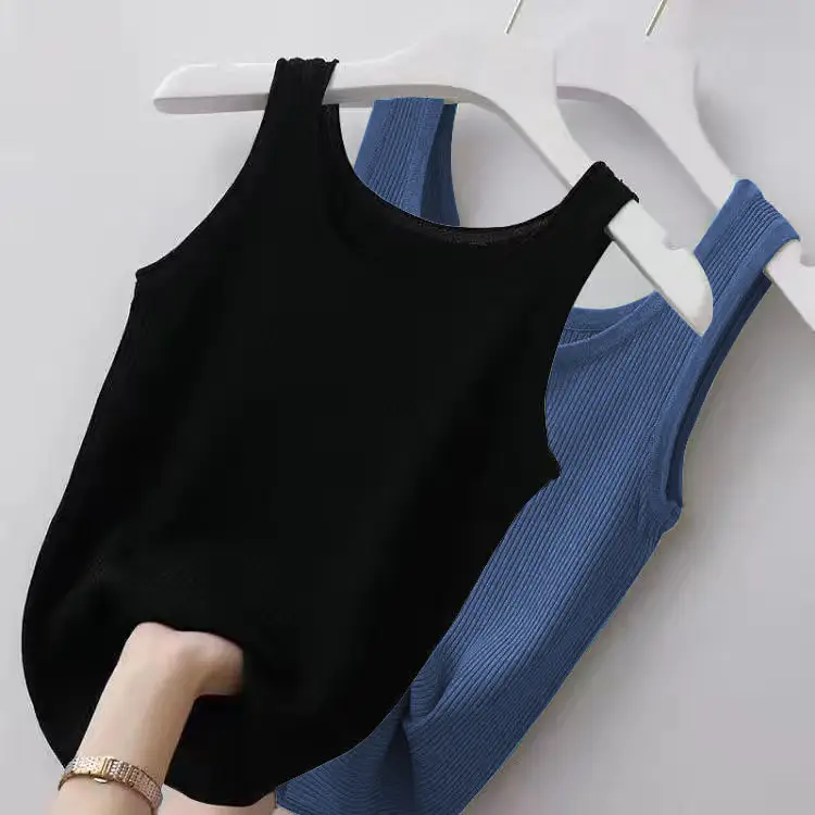 Women's Ribbed Camisole, Ice Silk, Plus Size, Slim Fit, Outerwear, Inner Layer, Sleeveless Top, Tight-Fitting Tank Top Style — feature 11