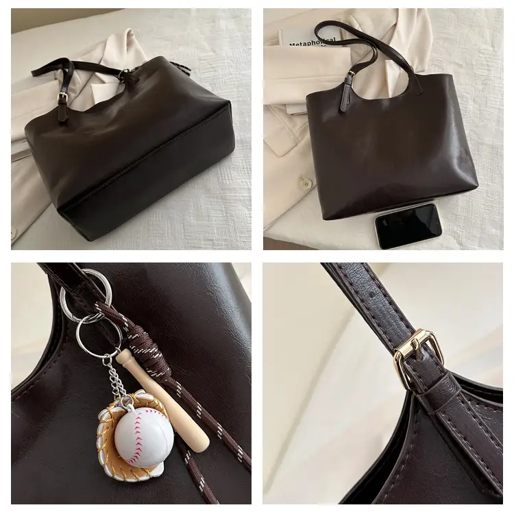 Large Capacity Women's Black Leather Shoulder Bag 2026 — feature 7