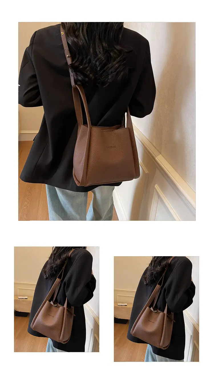 Beige Crossbody Handbag with Litchi Pattern for Women — feature 17