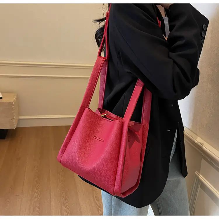 Beige Crossbody Handbag with Litchi Pattern for Women — feature 21