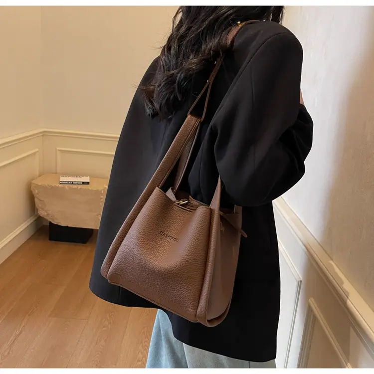 Beige Crossbody Handbag with Litchi Pattern for Women — feature 25