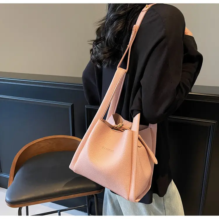 Beige Crossbody Handbag with Litchi Pattern for Women — feature 29