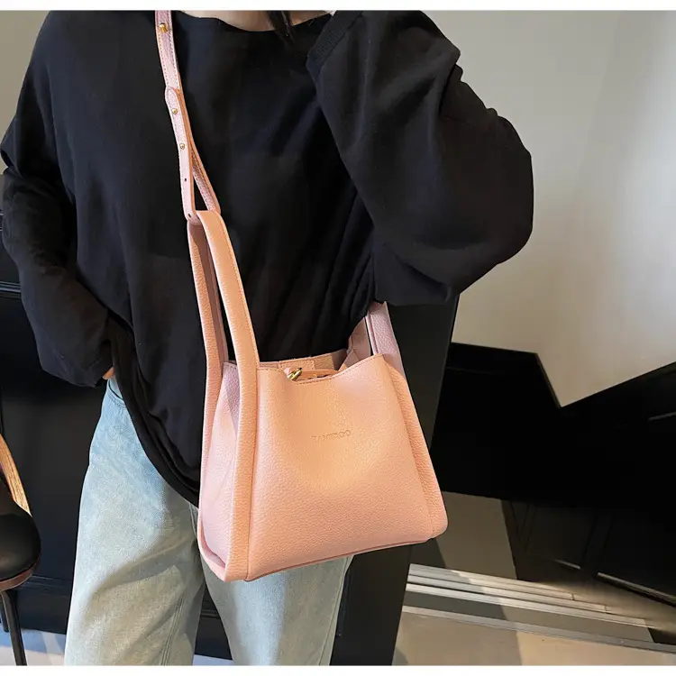 Beige Crossbody Handbag with Litchi Pattern for Women — feature 30