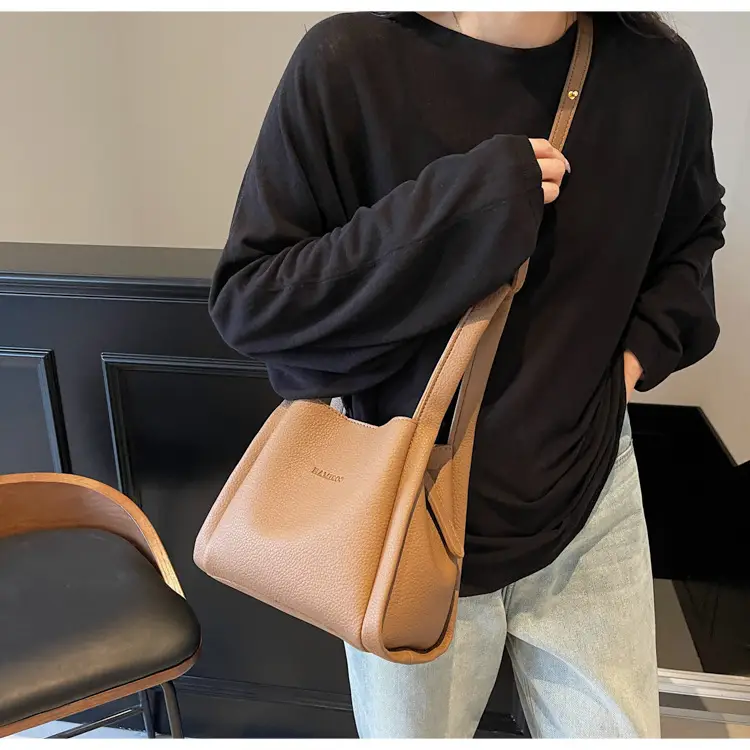 Beige Crossbody Handbag with Litchi Pattern for Women — feature 33