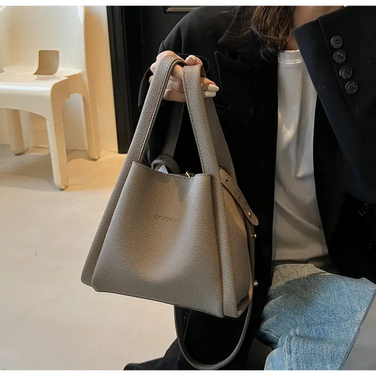 Beige Crossbody Handbag with Litchi Pattern for Women — feature 34