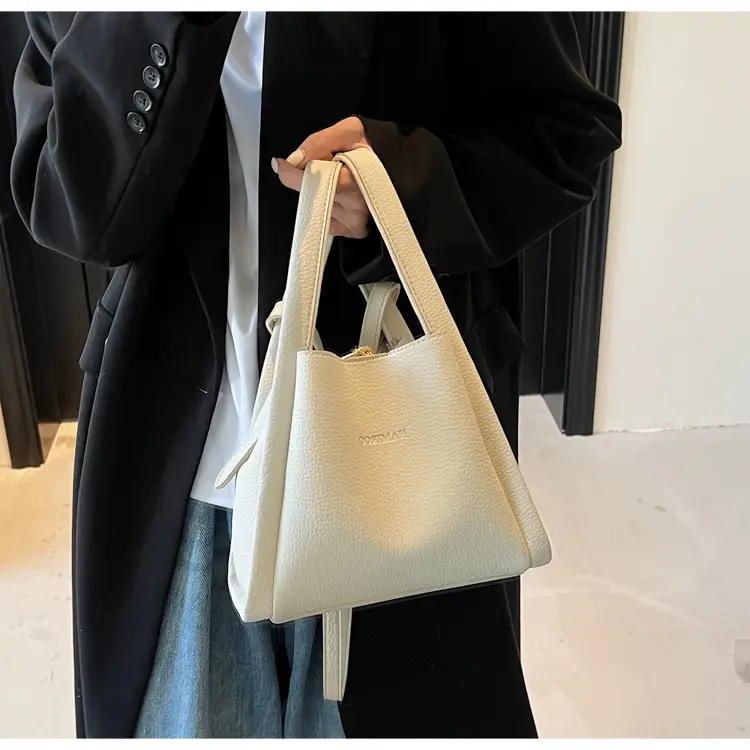 Beige Crossbody Handbag with Litchi Pattern for Women — feature 41