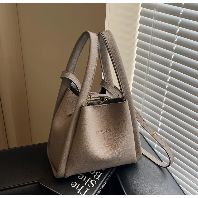 Beige Crossbody Handbag with Litchi Pattern for Women — feature 46
