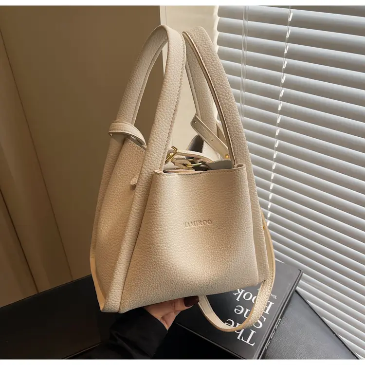 Beige Crossbody Handbag with Litchi Pattern for Women — feature 47