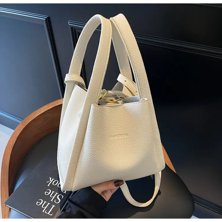 Beige Crossbody Handbag with Litchi Pattern for Women — feature 49