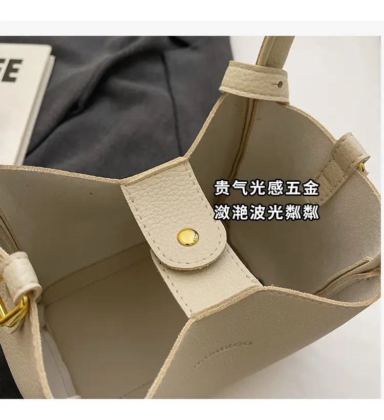 Beige Crossbody Handbag with Litchi Pattern for Women — feature 7