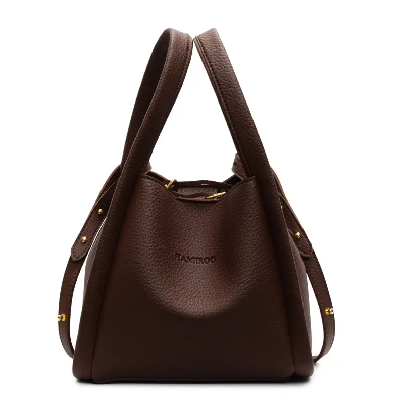 Beige Crossbody Handbag with Litchi Pattern for Women
