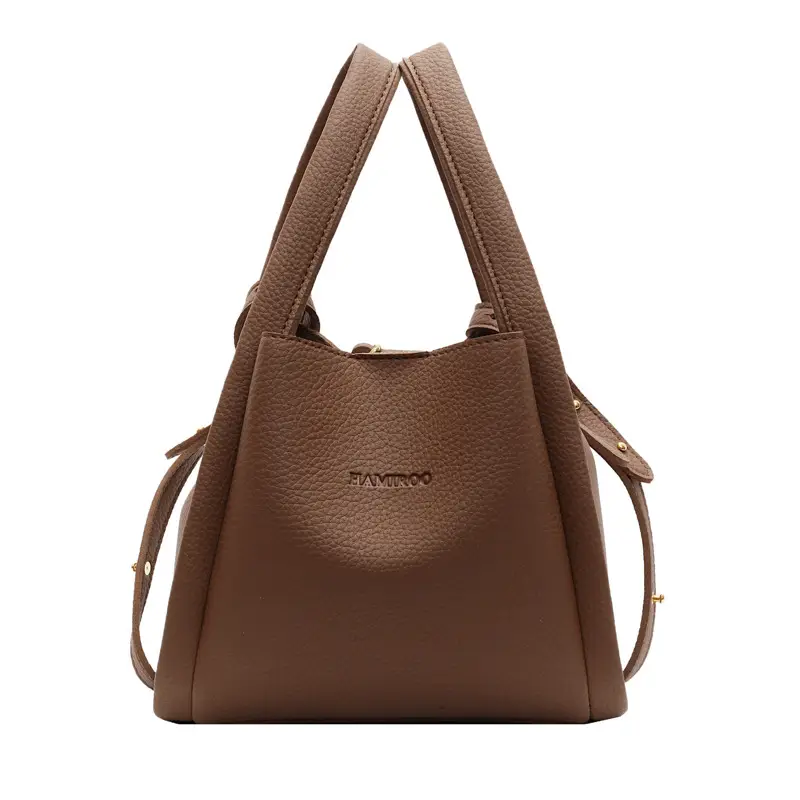 Beige Crossbody Handbag with Litchi Pattern for Women