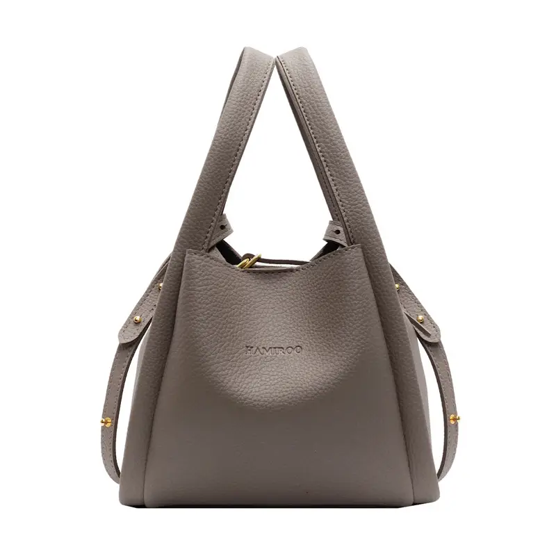 Beige Crossbody Handbag with Litchi Pattern for Women