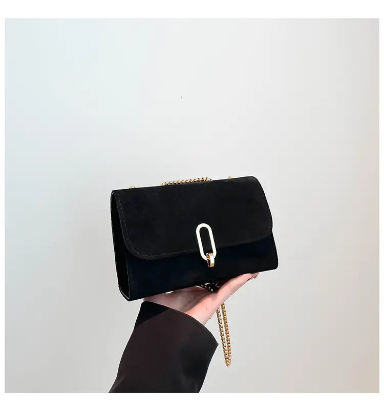 Women's Grey Crossbody Bag with Gold Chain & Buckle — feature 20