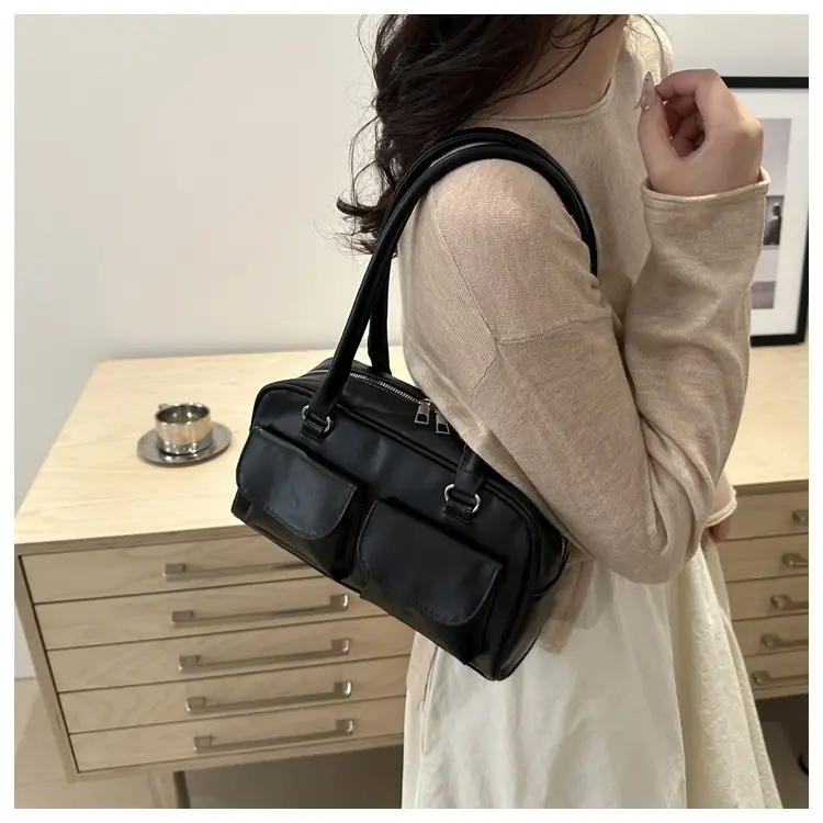 Women's Brown Embroidered Shoulder Bag with 3 Pockets — feature 16