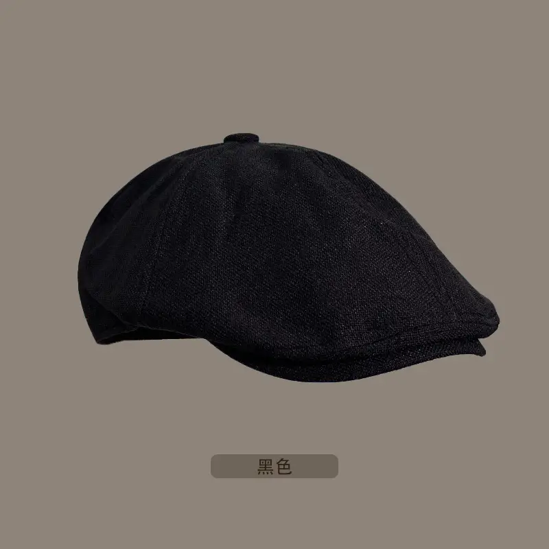 Women Linen Square Cap Brown Retro Forward Hat — feature 5