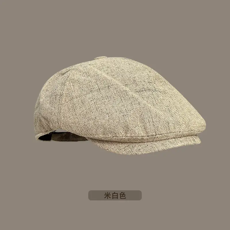 Women Linen Square Cap Brown Retro Forward Hat — feature 7