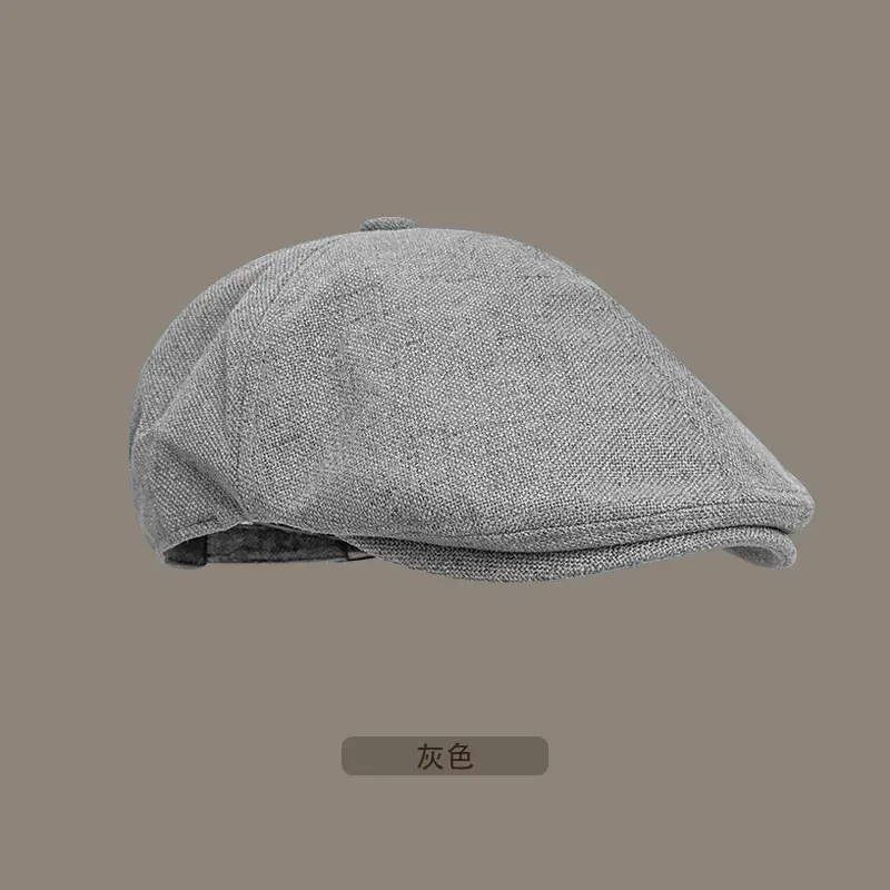 Women Linen Square Cap Brown Retro Forward Hat — feature 9
