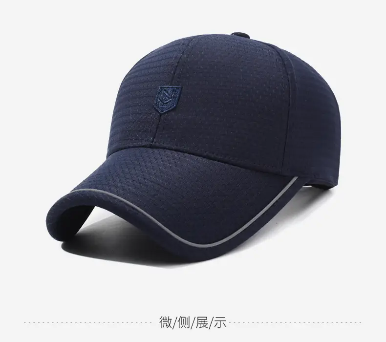 Navy Gray Men Baseball Cap with Embroidered Logo — feature 10