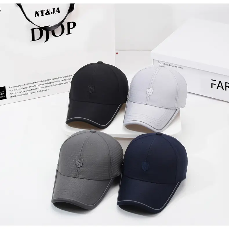 Navy Gray Men Baseball Cap with Embroidered Logo — feature 8