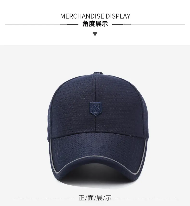 Navy Gray Men Baseball Cap with Embroidered Logo — feature 9