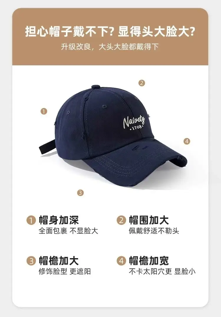 Women's White Old Hole Baseball Cap with Embroidered Design — feature 7