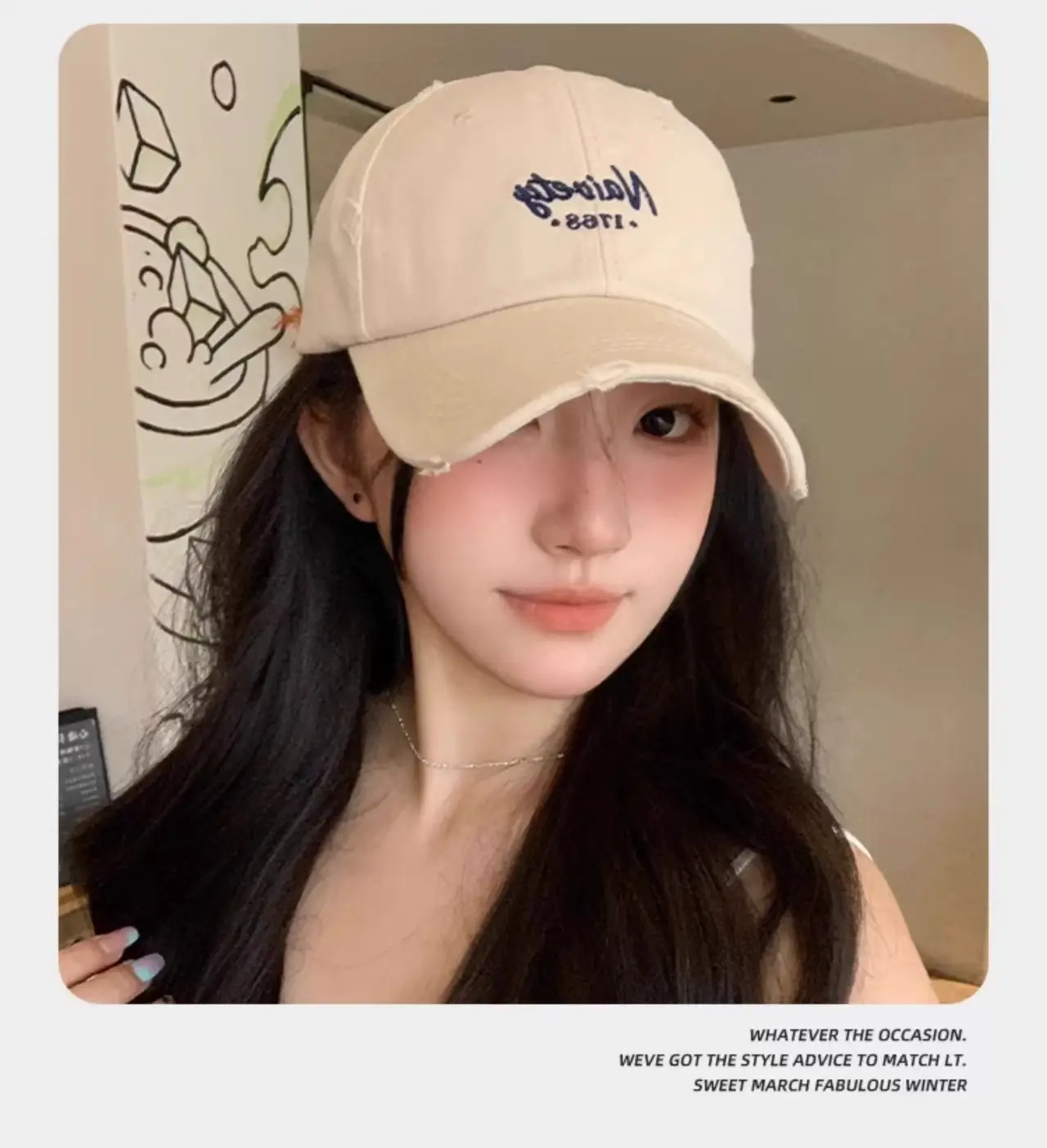Women's White Old Hole Baseball Cap with Embroidered Design — feature 9