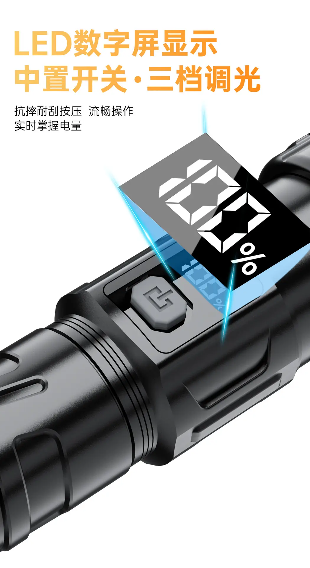 Portable Electric Flashlight with LED Beam & Carabiner Hook β feature 10