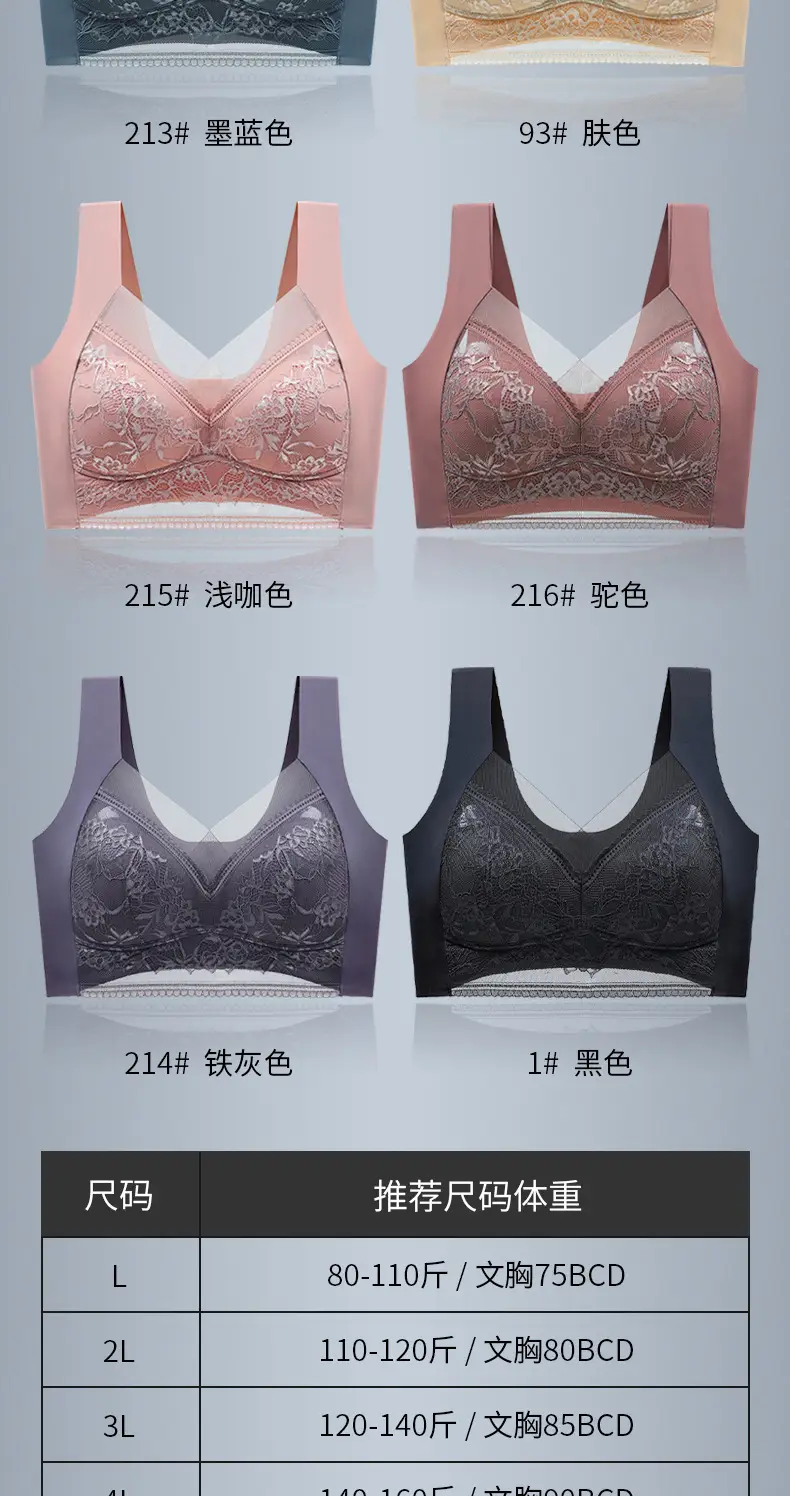 Lace Underwear Women's Large Chest Showy Small No Mark Steel Ring Gathering — feature 18