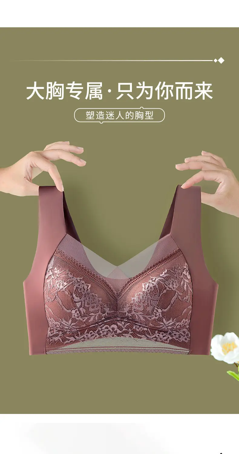 Lace Underwear Women's Large Chest Showy Small No Mark Steel Ring Gathering — feature 3