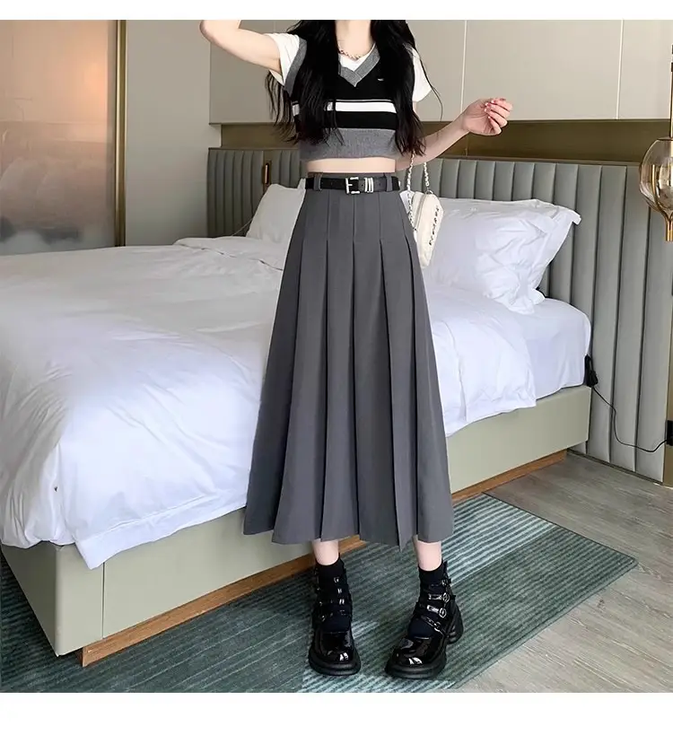 Black Pleated High Waist Skirt for Women Spring Summer — feature 14