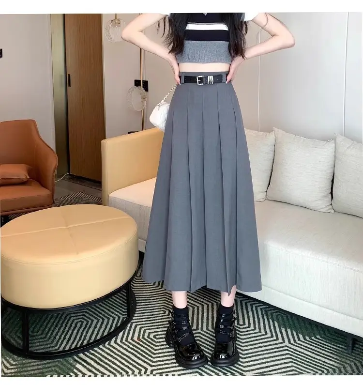 Black Pleated High Waist Skirt for Women Spring Summer — feature 15