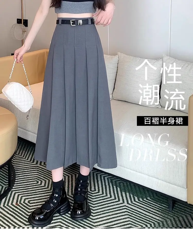 Black Pleated High Waist Skirt for Women Spring Summer — feature 5