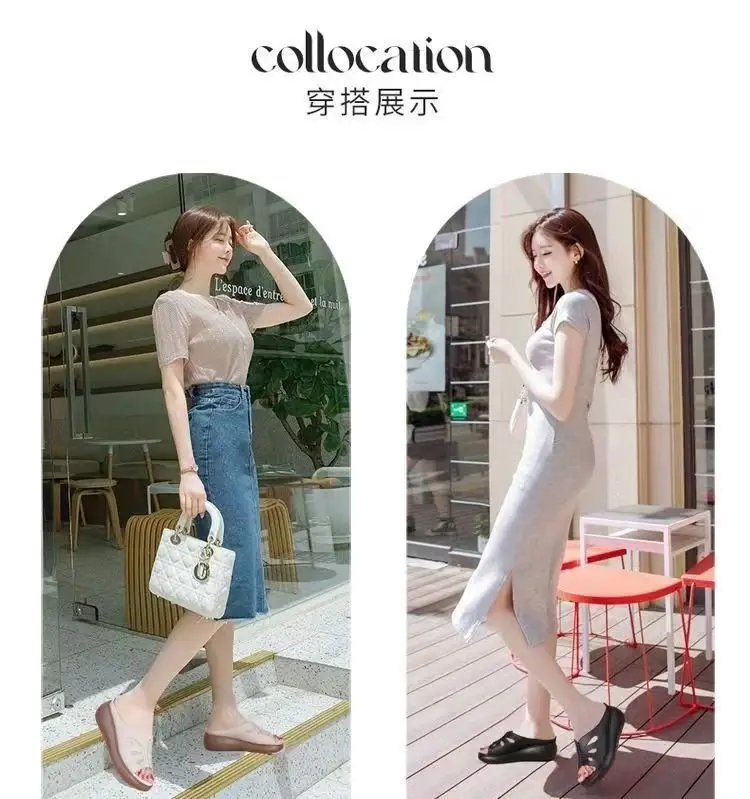 Mother Slippers Women's 2025 Summer New Mid-heel Outer Wear Hollow-out Women's Slippers Middle-aged Women's Wedge Slippers — feature 2