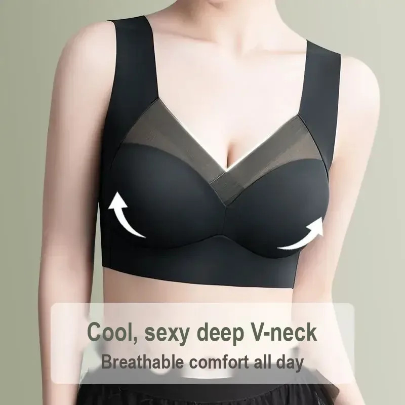 Women's Nylon Wireless V-Neck Bra