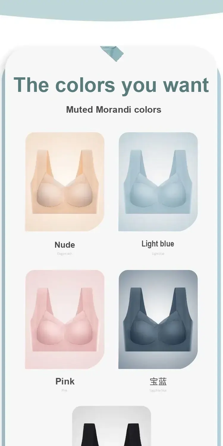 Colour chart showing skin-tone and light blue bra options.